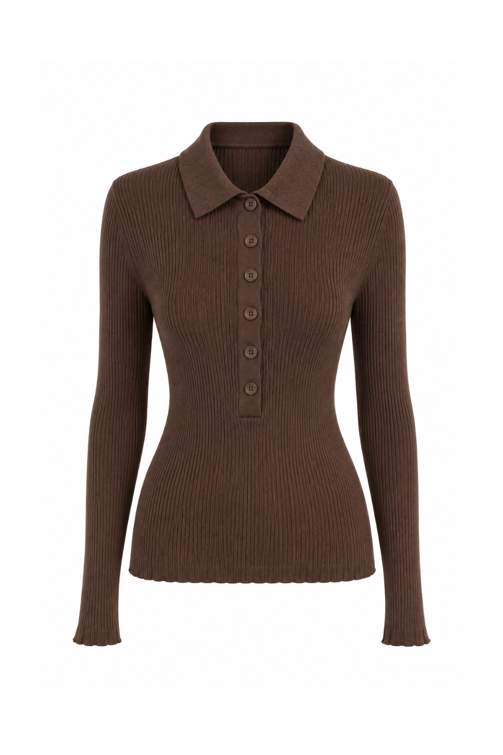 Pull chaussette col chemise cacao Interdee