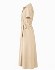 Robe chemisier longue camel-coton glacé