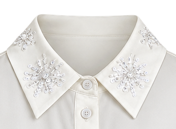 INTERDEE chemisier écru soie col sequins