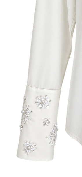 INTERDEE chemisier écru soie col sequins