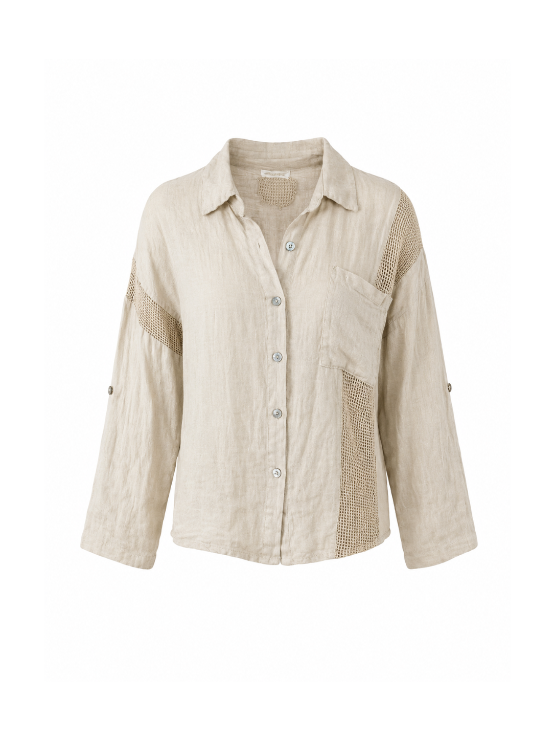 Lochmuster-Leinenhemd beige