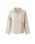 Lochmuster-Leinenhemd beige