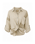 Lochmuster-Leinenhemd beige