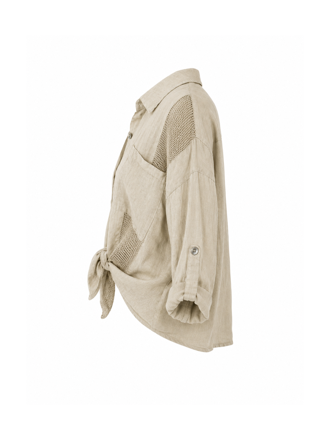Lochmuster-Leinenhemd beige