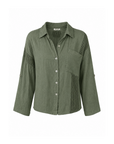 Chemise lin ajourée kaki