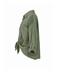 Chemise lin ajourée kaki