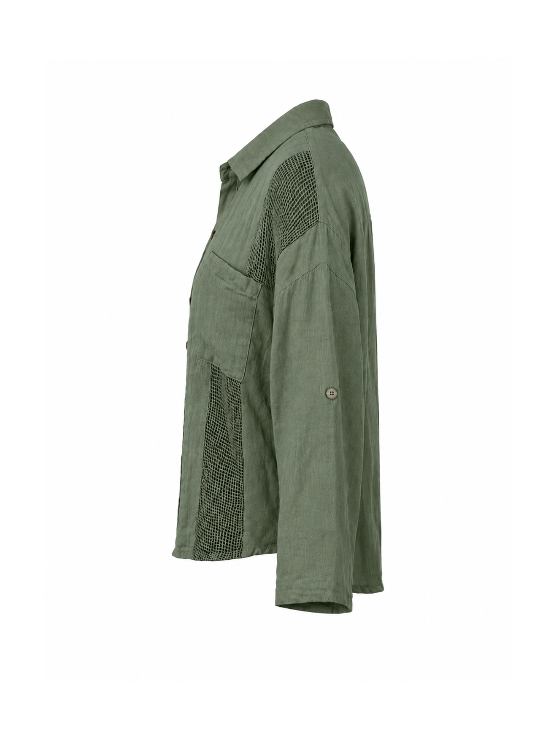 Chemise lin ajourée kaki