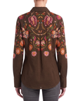 Chemisier floral ethnique marron