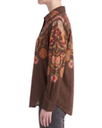 Chemisier floral ethnique marron