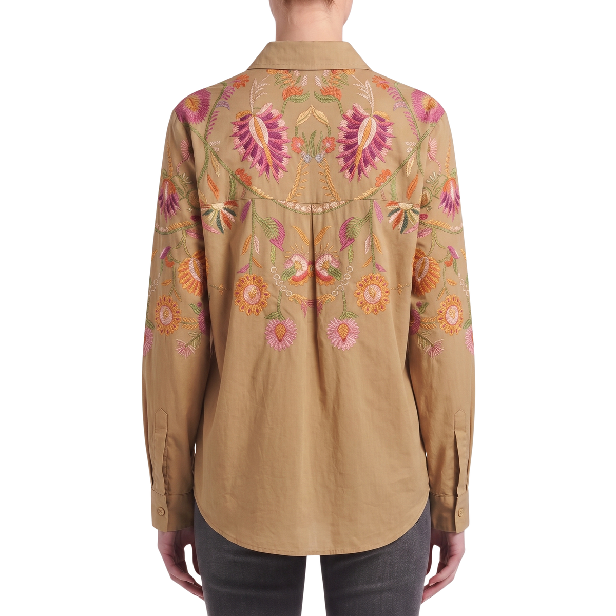 Chemisier floral ethnique beige