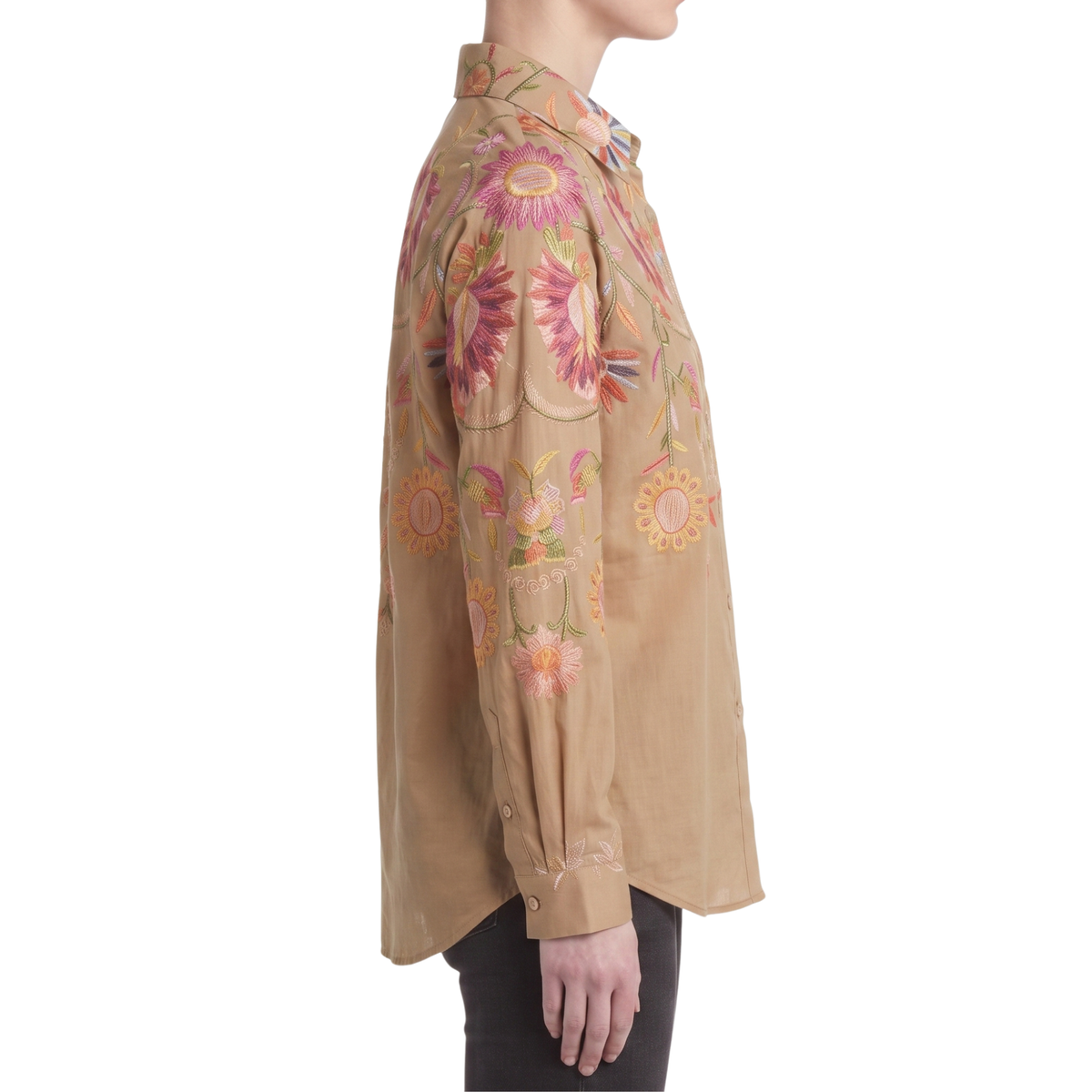 Chemisier floral ethnique beige