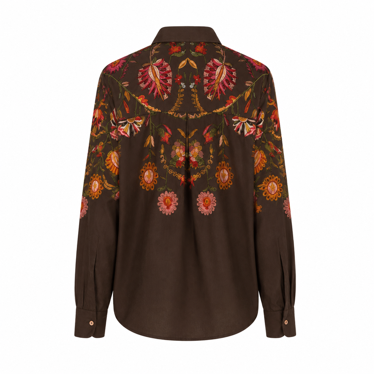 Chemisier floral ethnique marron