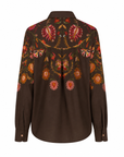 Chemisier floral ethnique marron