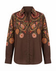 Chemisier floral ethnique marron