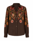 Chemisier floral ethnique marron