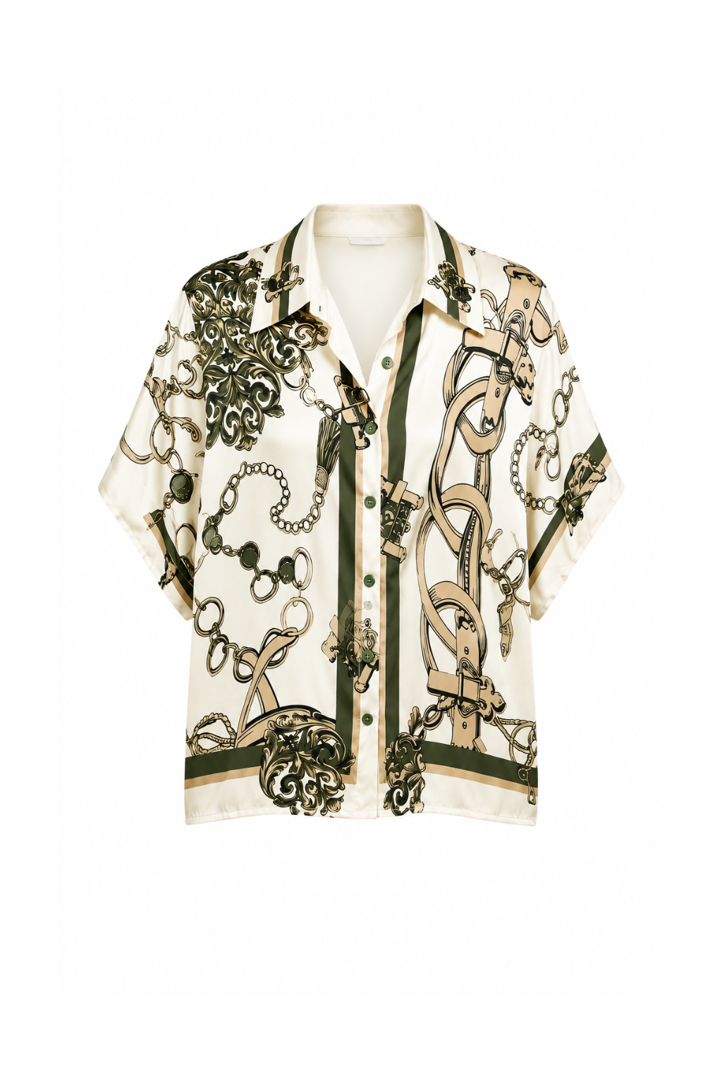 Blouse maillons écru kaki