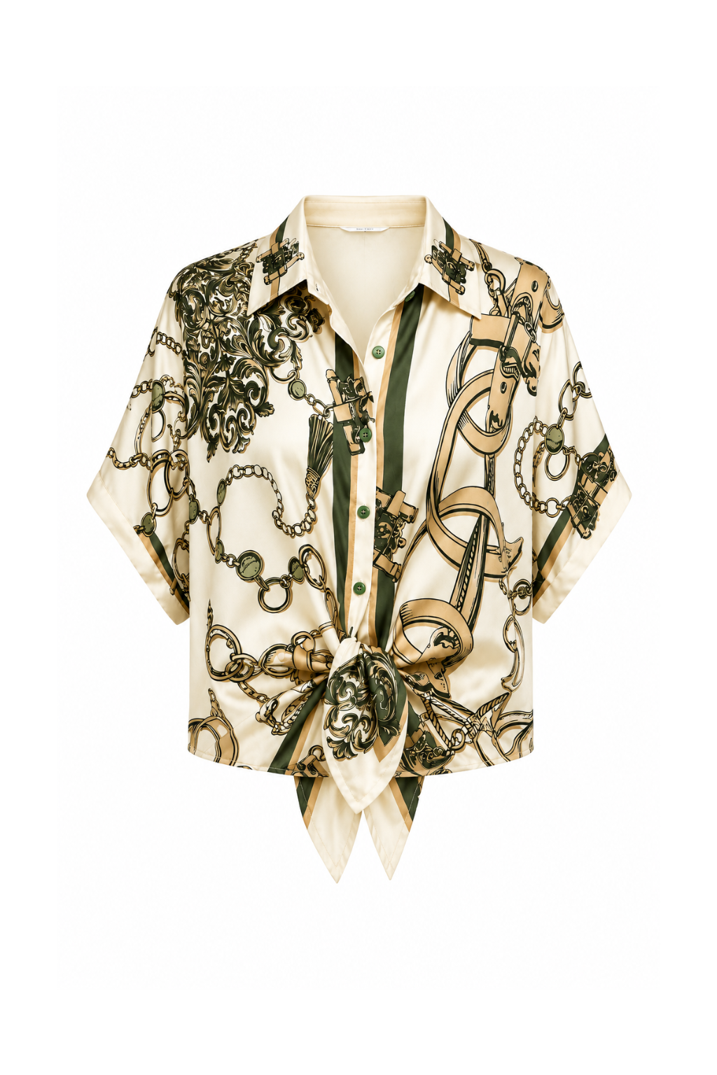 Blouse maillons écru kaki
