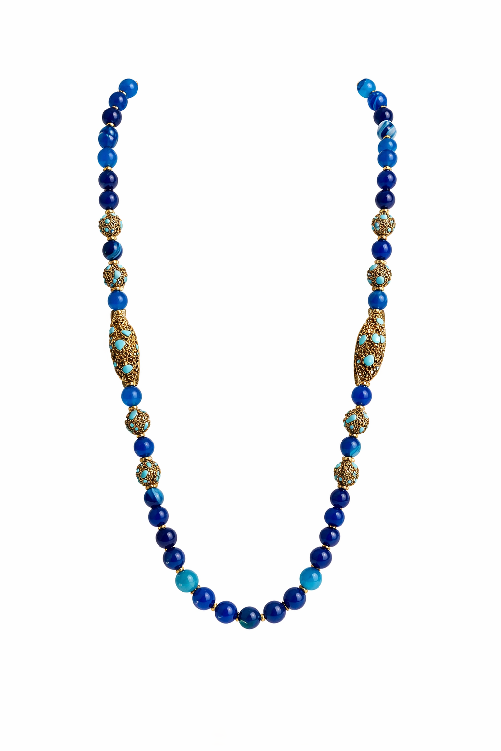 Perlen- und Strass-Halskette Marine
