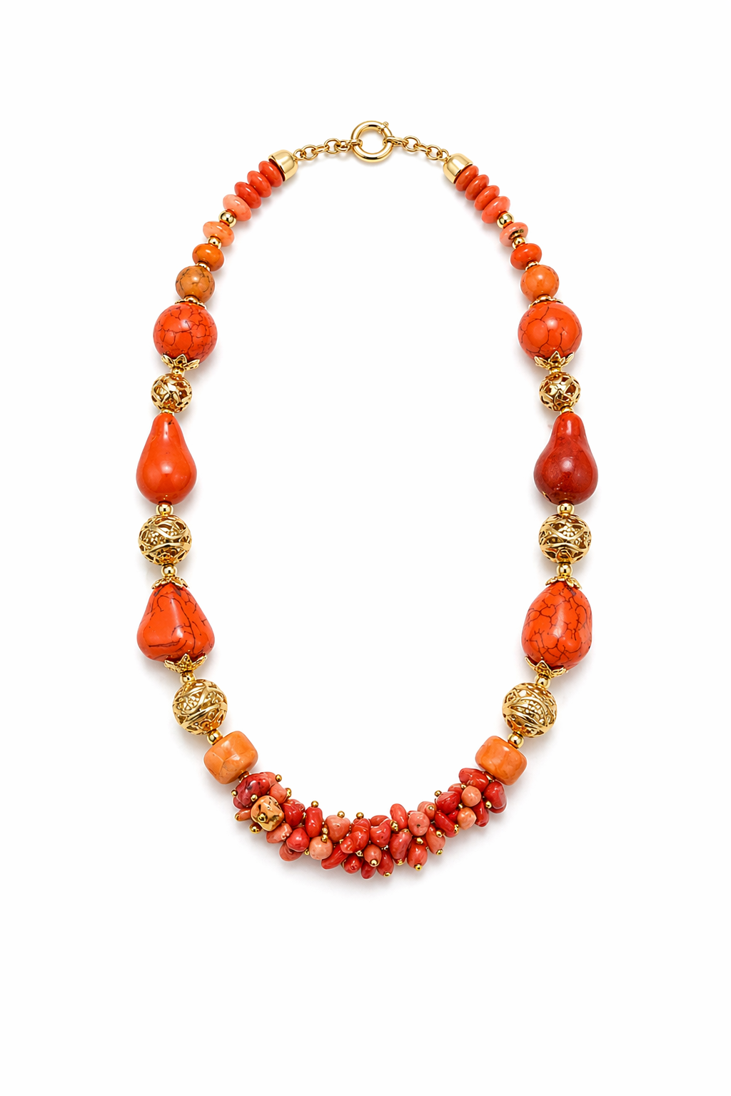 Modeschmuck-Kette Korallensteine