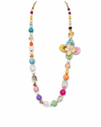 Collier fleur raffia rayures