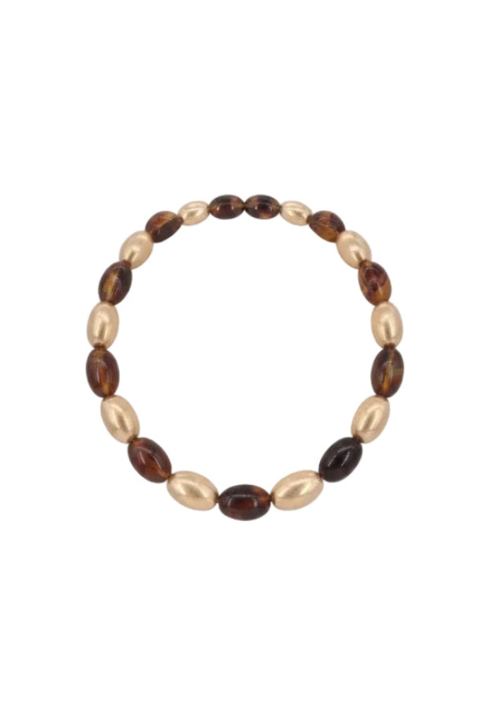 Collier perles cacao-doré