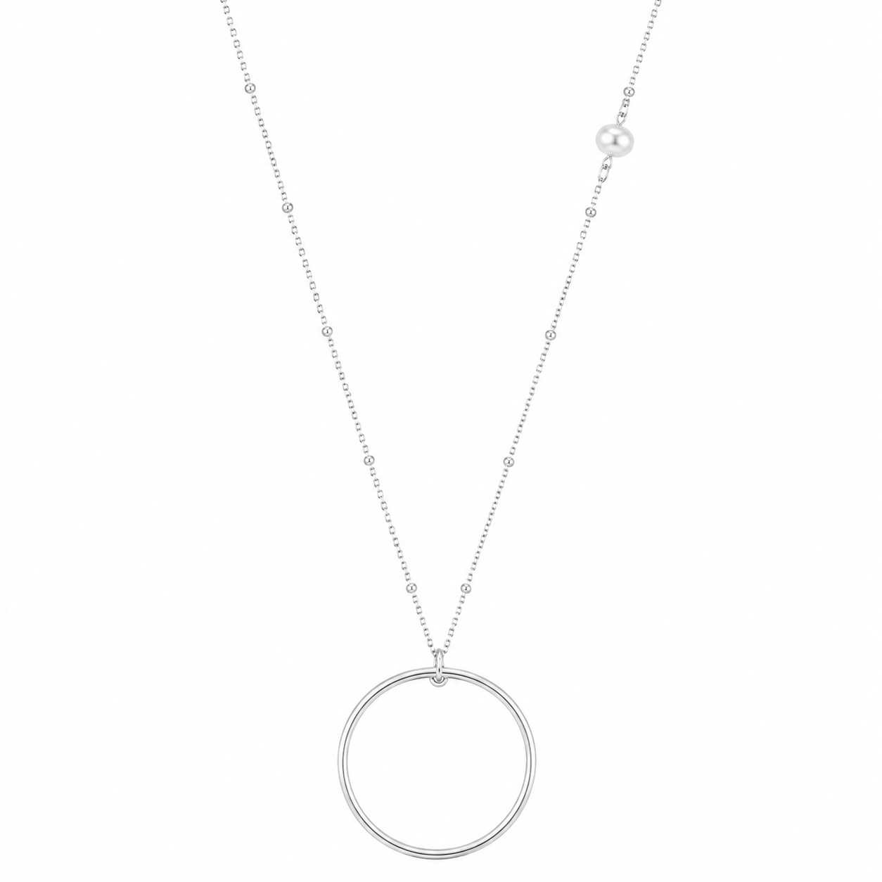 Sautoir chaine pendentif anneau argent