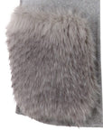 Grey scarf with faux fur pockets