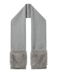 Grey scarf with faux fur pockets