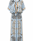 Blouse maillons bleu ciel camel