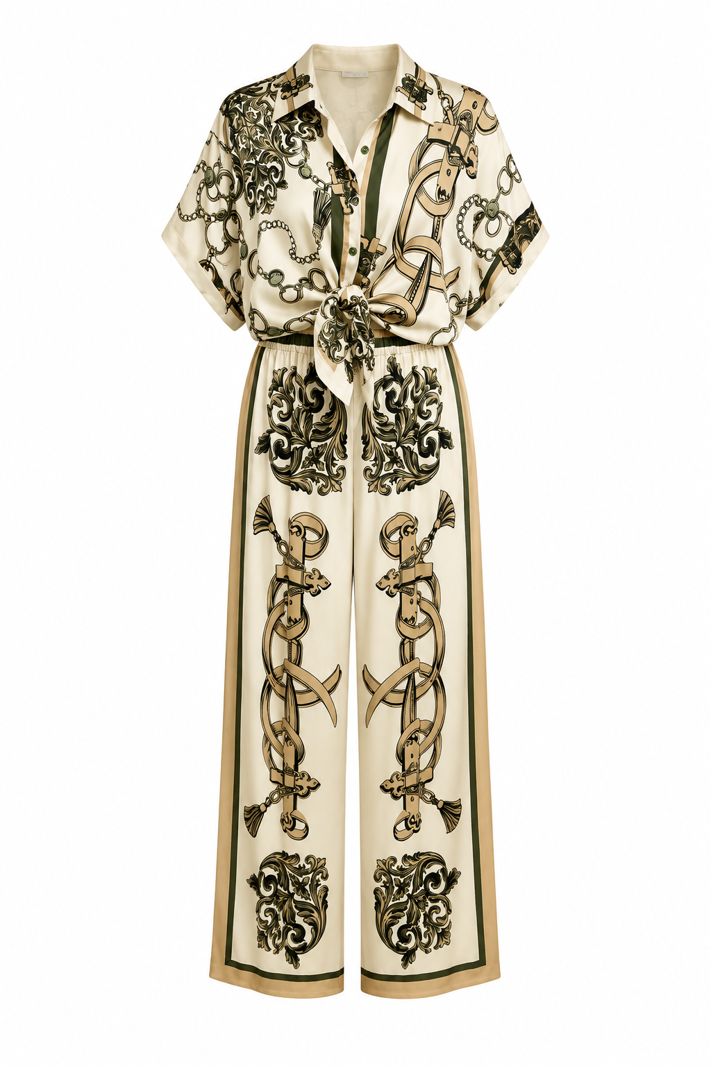 Blouse maillons écru kaki
