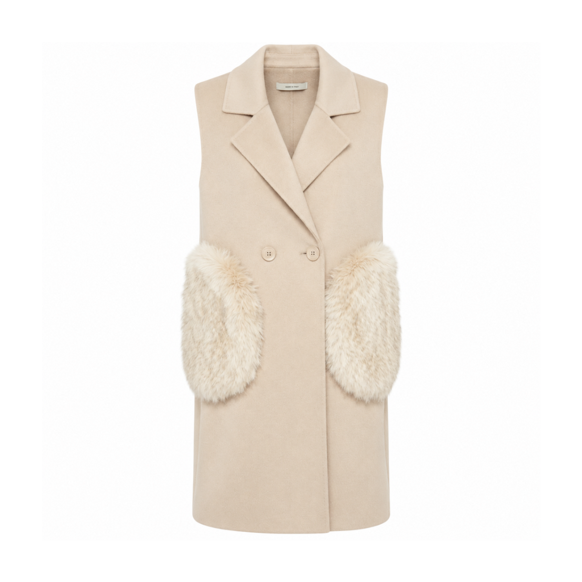 Beige vest with 2 fur pockets