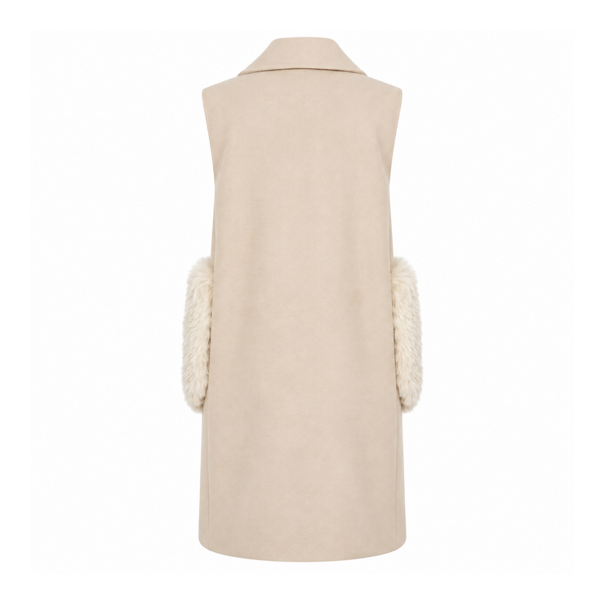 Beige vest with 2 fur pockets