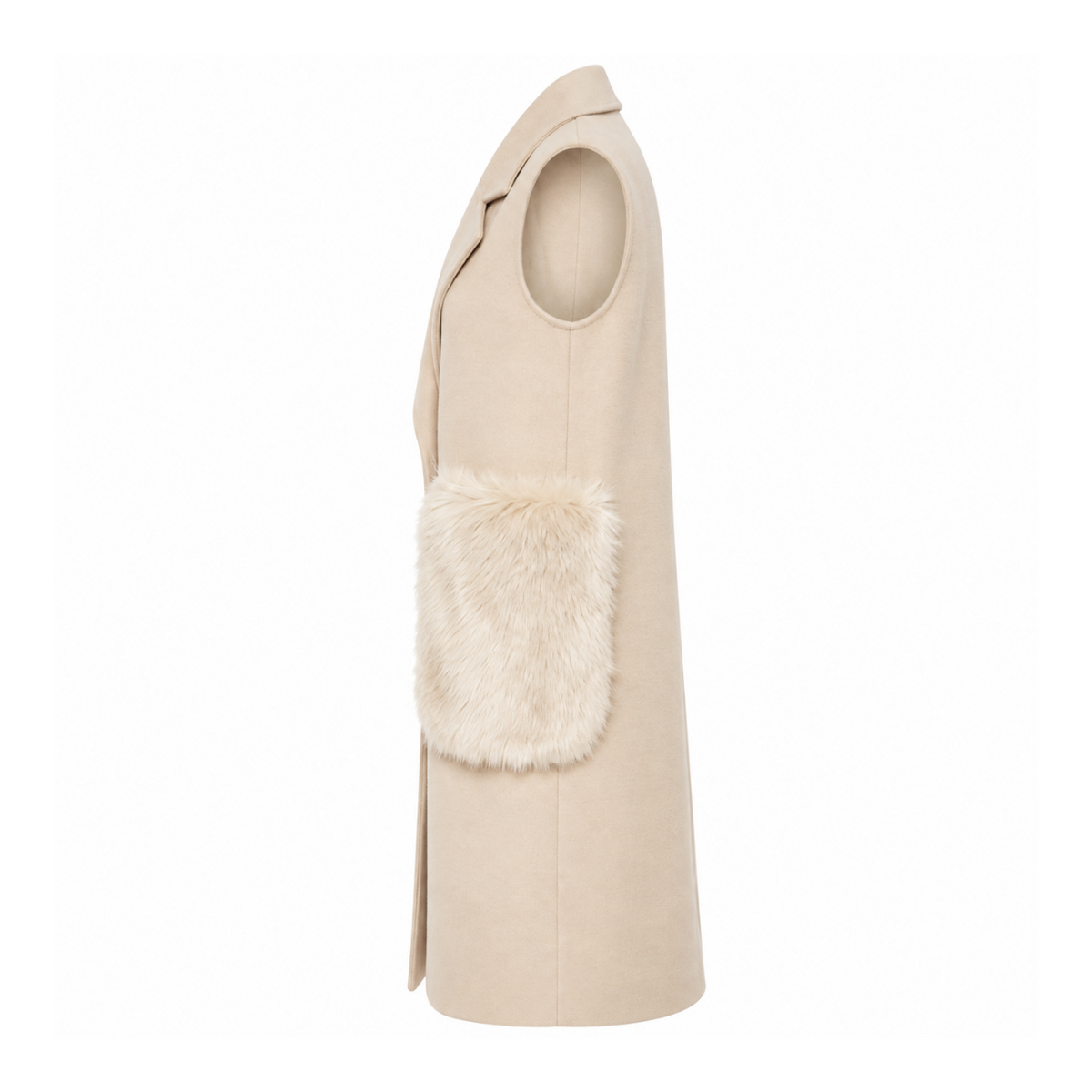 Beige vest with 2 fur pockets
