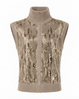 INTERDEE gilet col cheminée taupe sequins