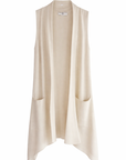 Mittellanges Feinstrick-Weste Beige