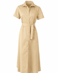 Robe chemisier longue camel-coton glacé