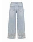 Jeans denim ajouré brodé