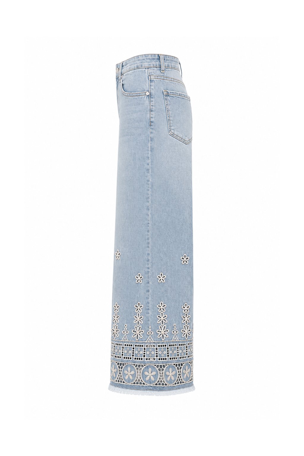 Jeans denim ajouré brodé