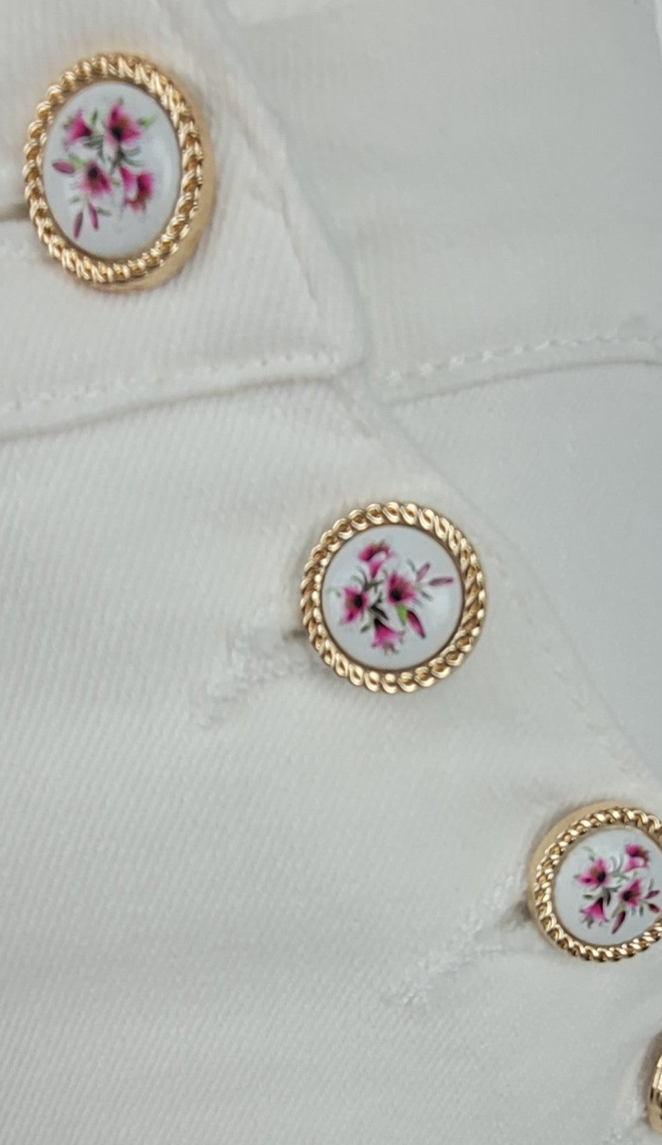 Jeans Wide leg blanc boutons FLEURS