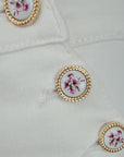 Jeans Wide leg blanc boutons FLEURS