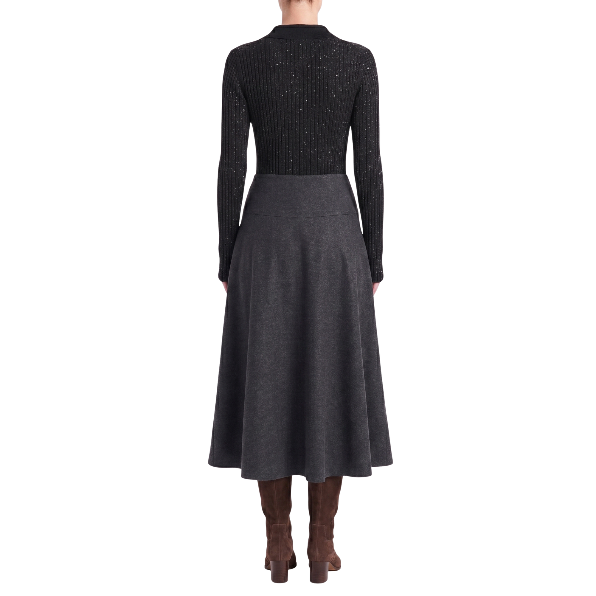 Anthracite Long Wool Skirt Interdee