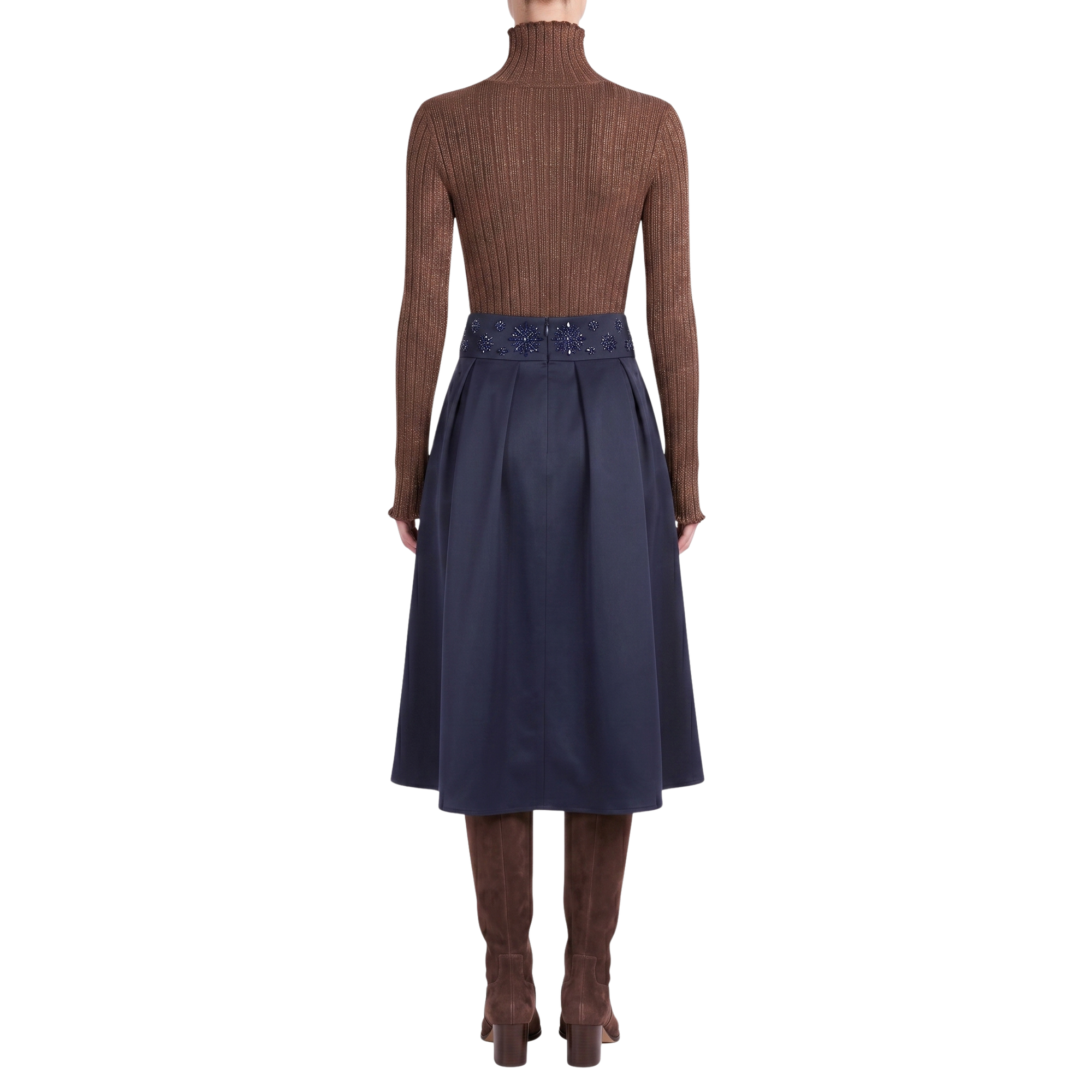 Jupe marine laine Interdee ceinture séquins