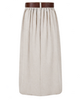 Jupe longue taille haute coton beige