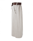 Jupe longue taille haute coton beige