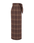 Jupe portefeuille tartan coffee