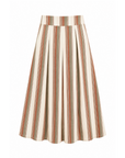 Jupe midi rayée kaki rouille