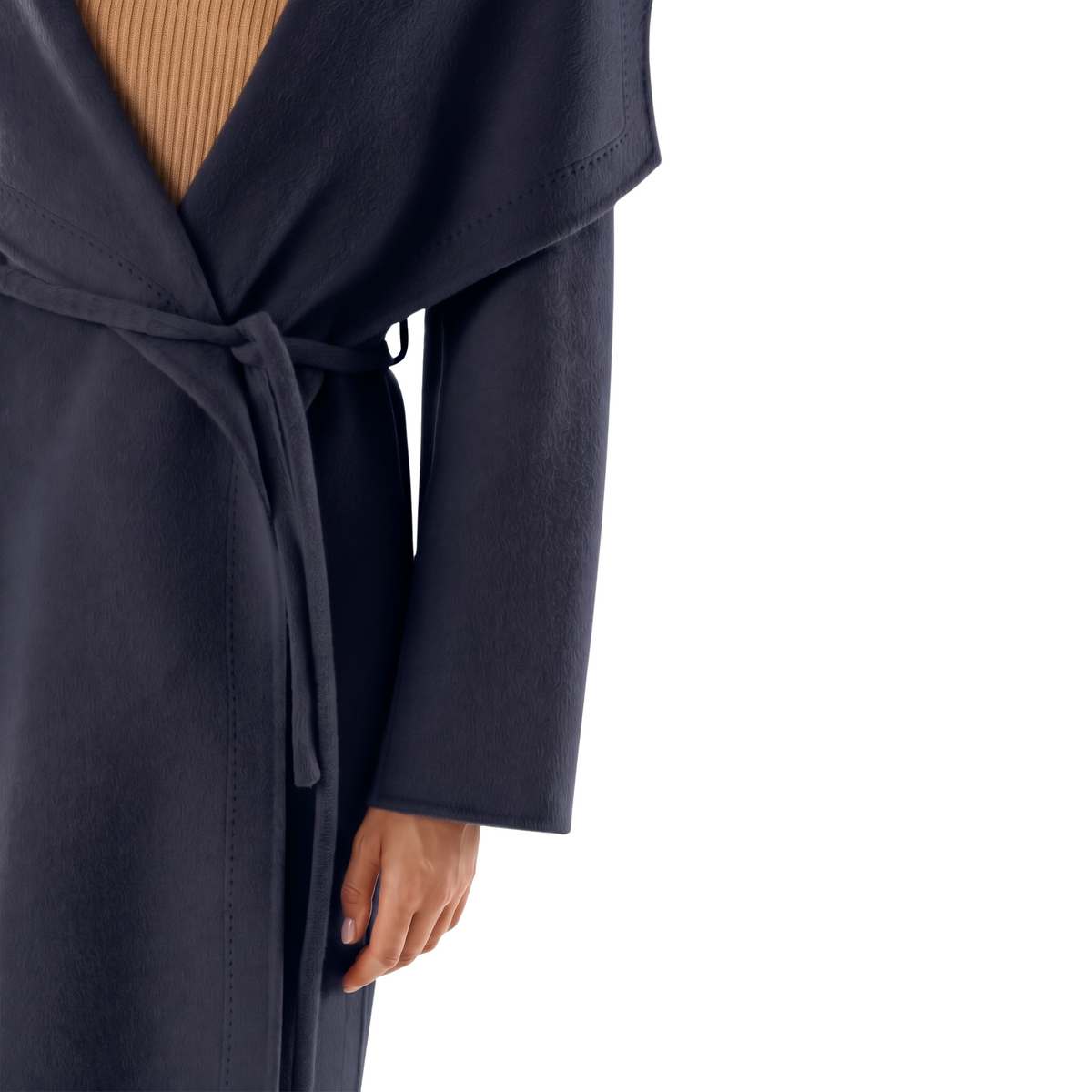 Manteau col châle marine