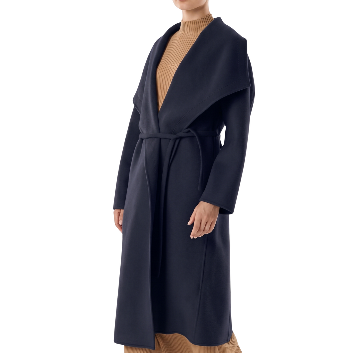 Manteau col châle marine