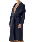 Manteau col châle marine