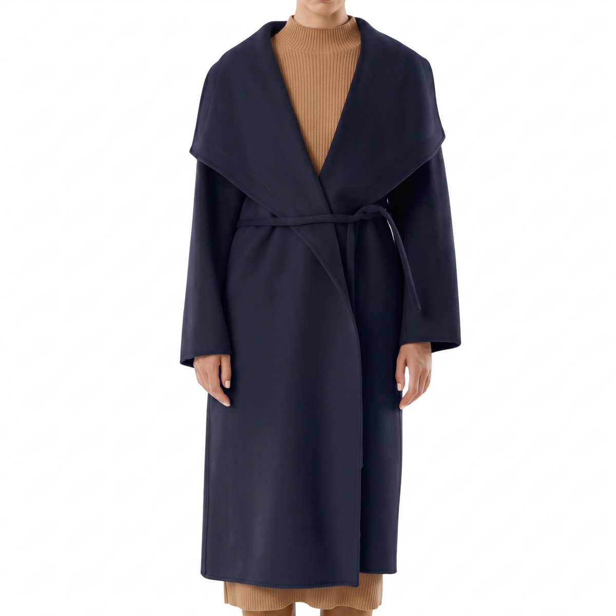Manteau col châle marine